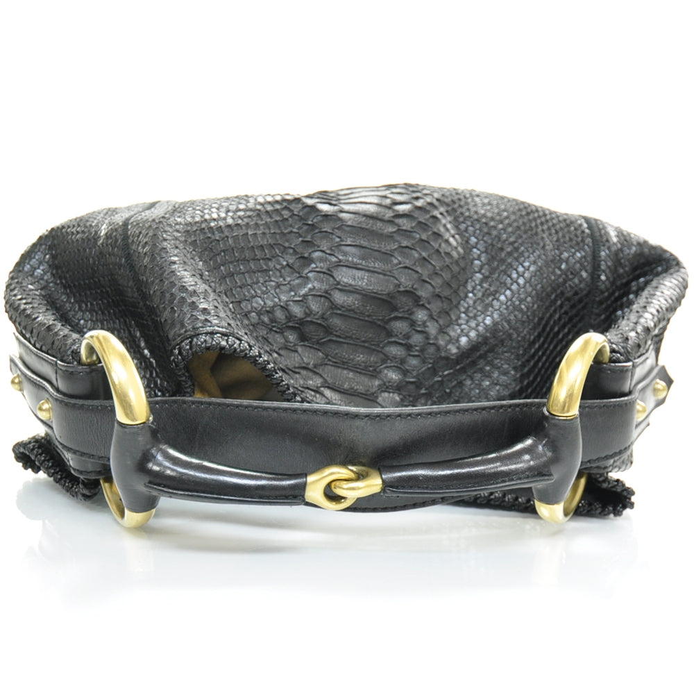 Python Large Horsebit Chain Hobo Black