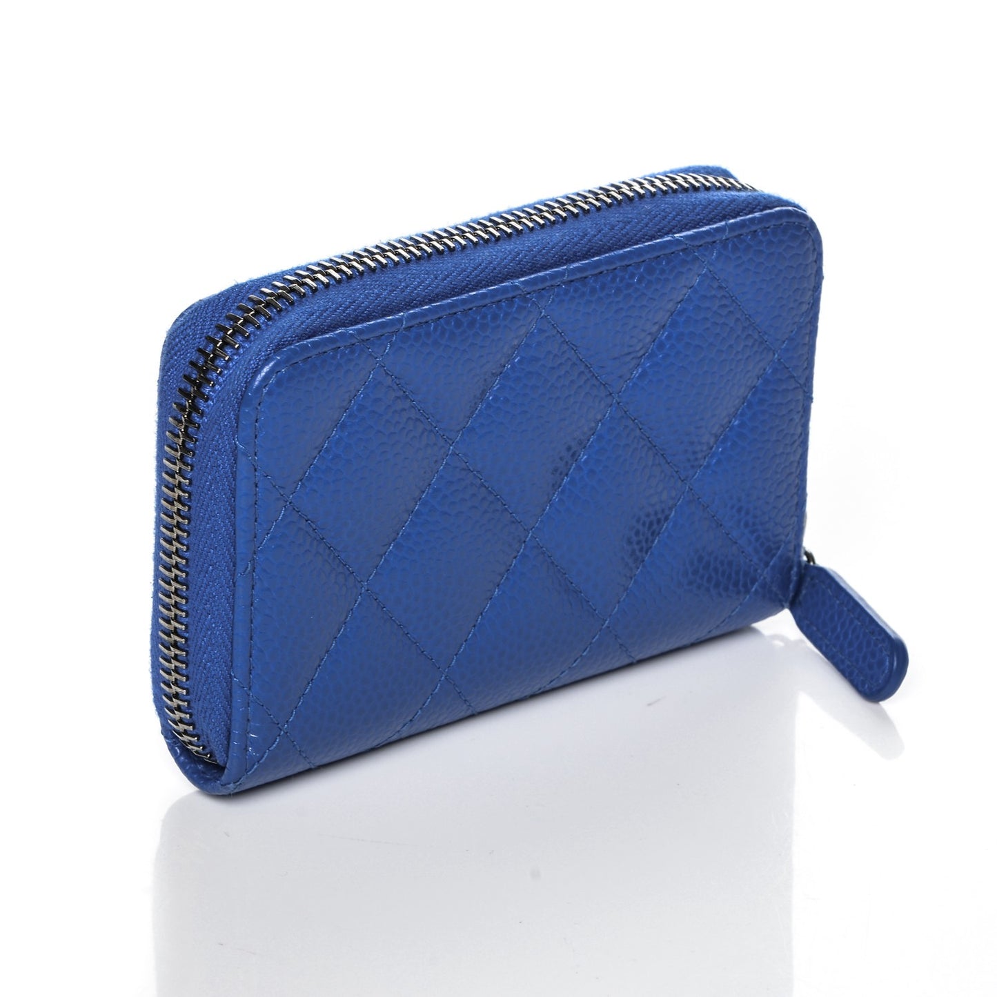 Caviar Quilted Zip Coin Purse Blue