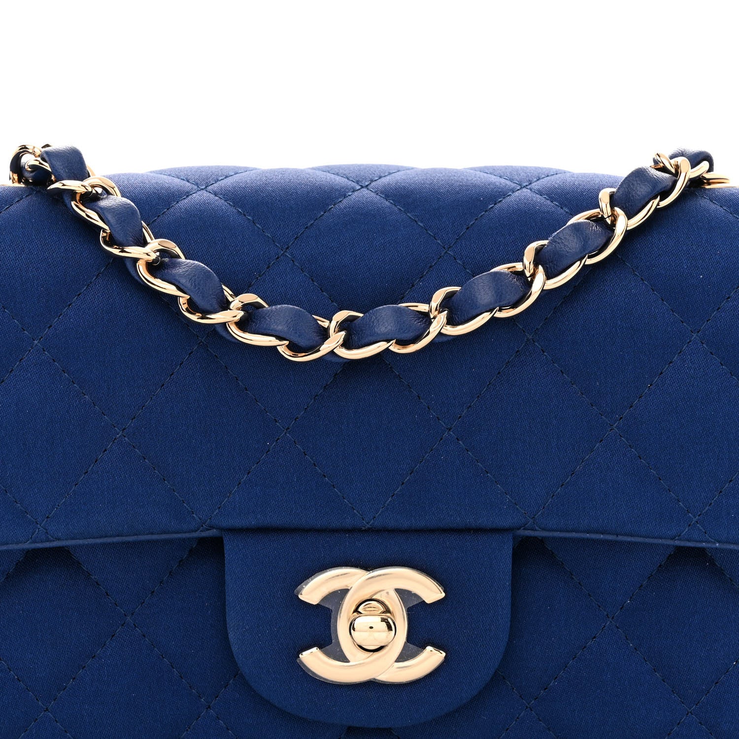 Chanel Satin Quilted Mini Rectangular Flap Blue 8 of 11