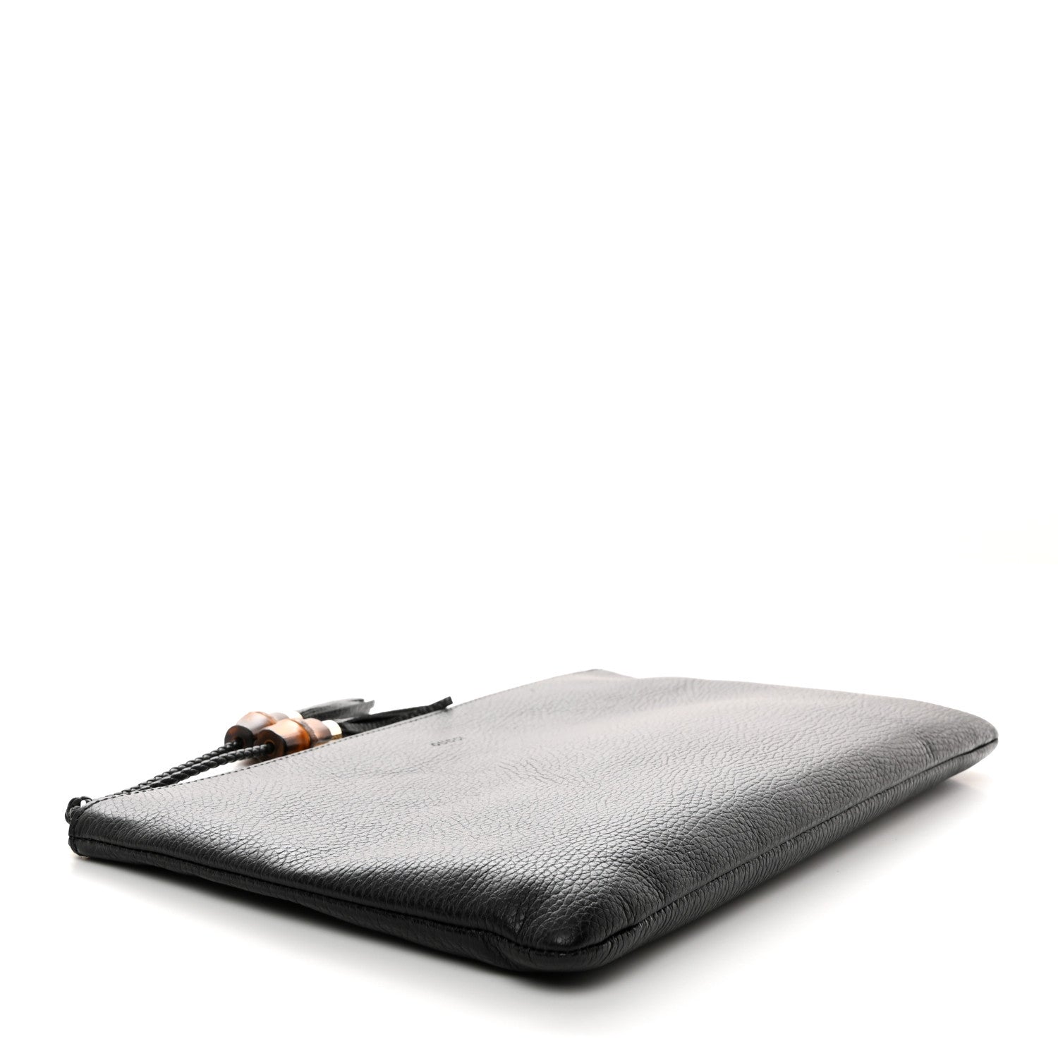 Gucci Pebbled Calfskin Large Bamboo Clutch Black 4 of 8