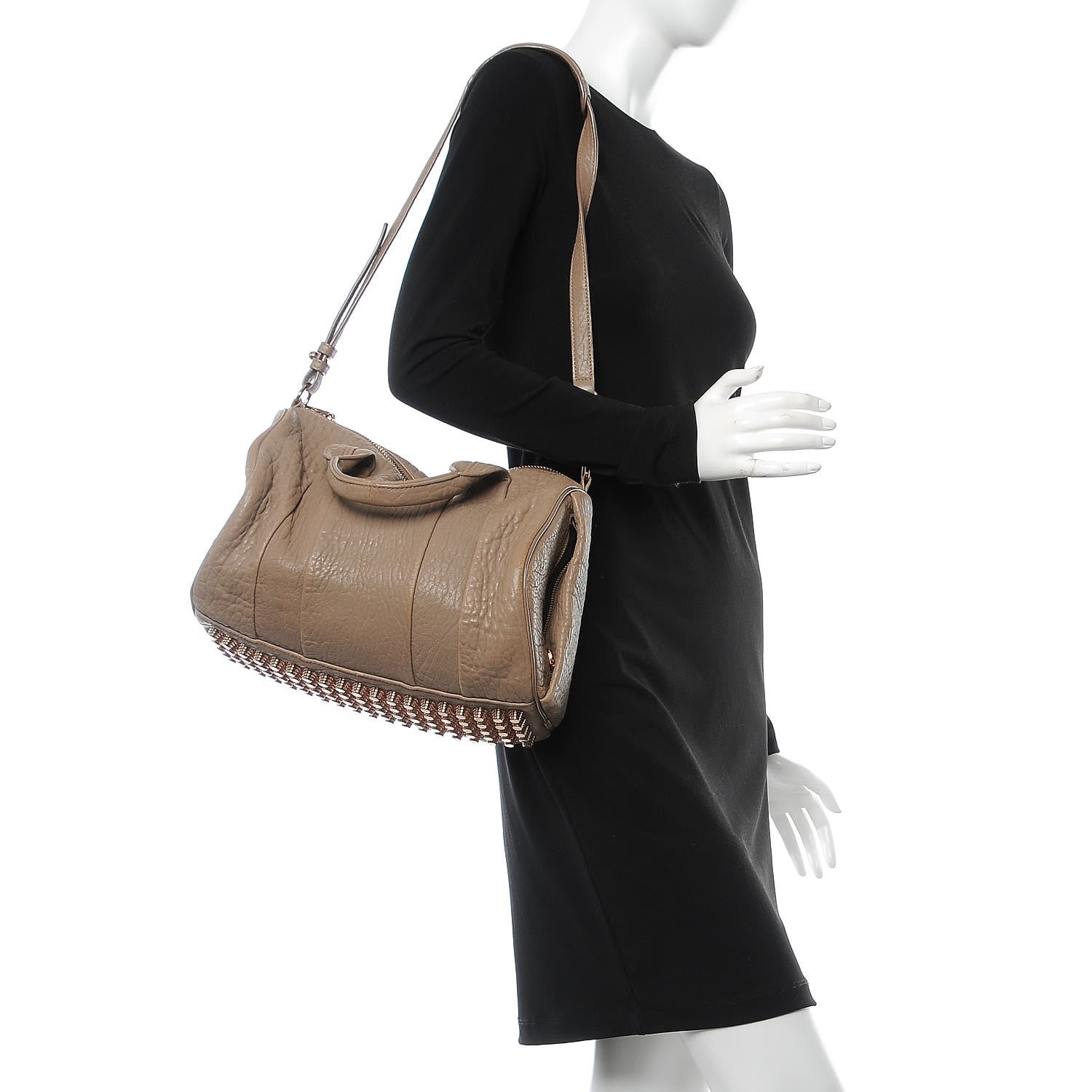 Alexander Wang Pebbled Lambskin Rocco Latte Rose Gold Hardware 2 of 12