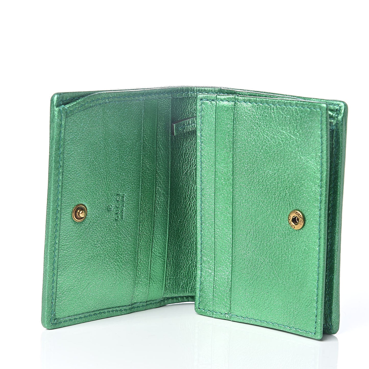 Laminated Nappa Trapuntata Zumi Card Case Jasmine Green