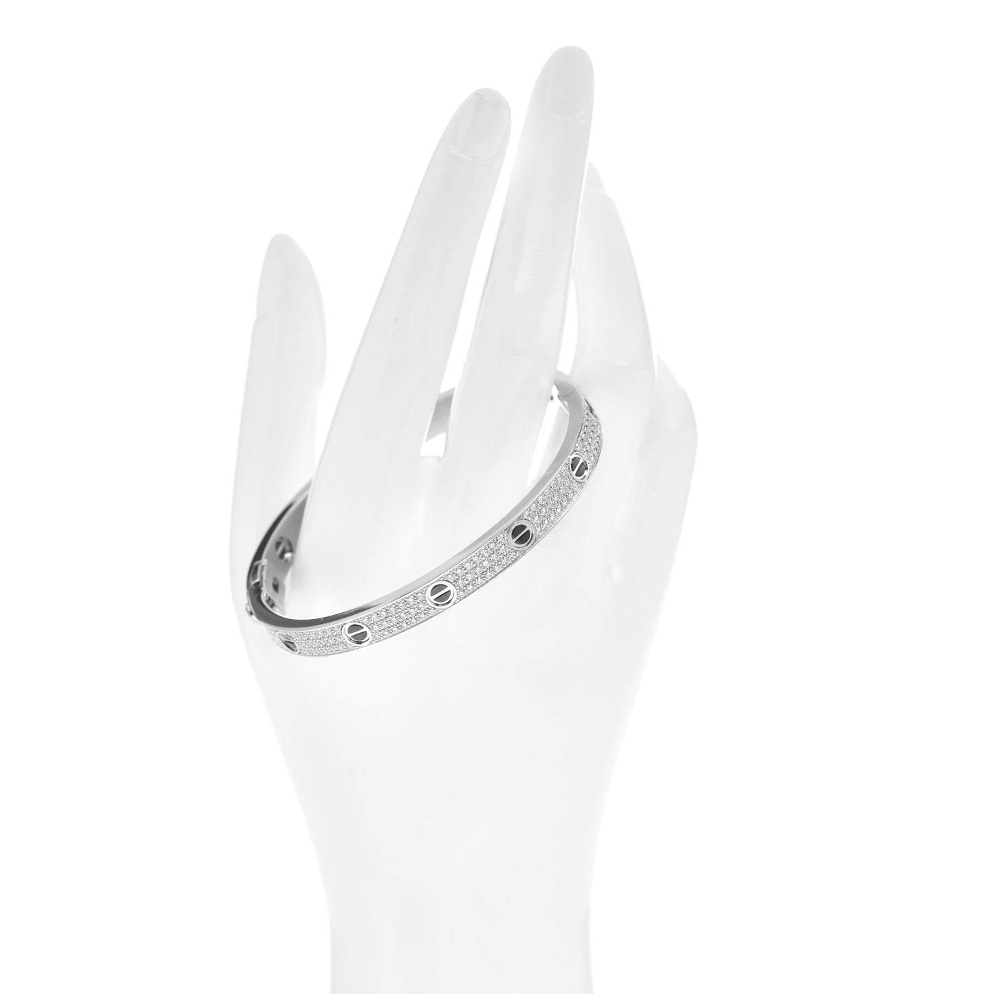 18K White Gold Diamond Ceramic LOVE Paved Bracelet 19