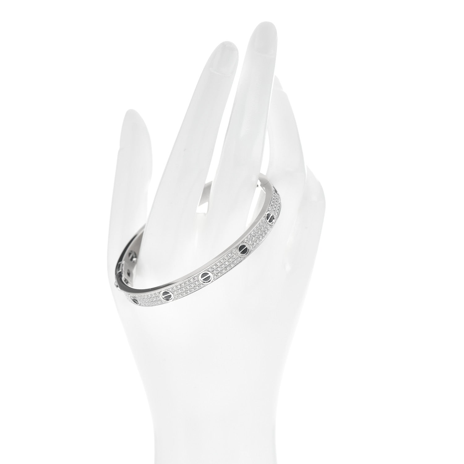 Cartier 18K White Gold Diamond Ceramic LOVE Paved Bracelet 19 2 of 4