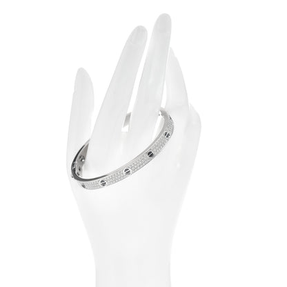 Cartier 18K White Gold Diamond Ceramic LOVE Paved Bracelet 19 2 of 4
