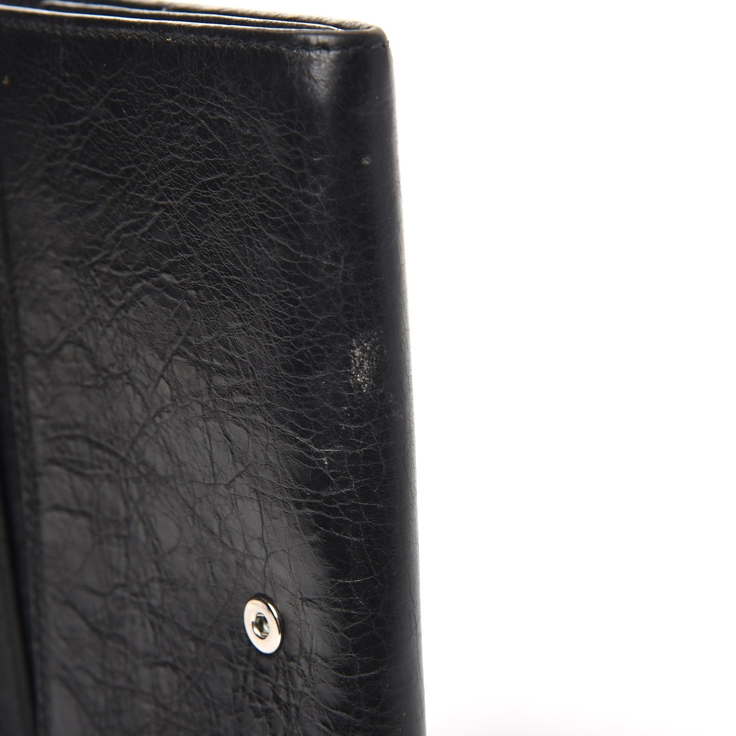 Agneau Giant 12 Silver Hardware Money Wallet Black
