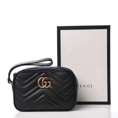 Gucci Calfskin Matelasse Mini GG Marmont Wrist Wallet Black 9 of 9