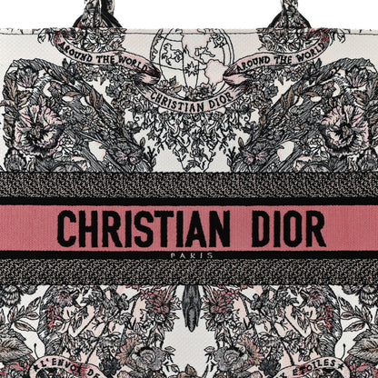 Christian Dior Canvas Embroidered Large Butterfly Around The World Book Tote White Pastel Pink 8 of 10