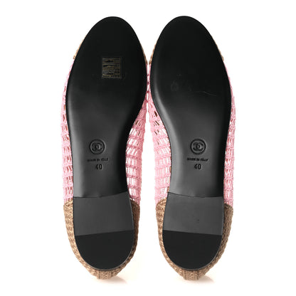 Chanel Raffia Cap Toe Ballerina Flats 40 Pink Beige 7 of 11