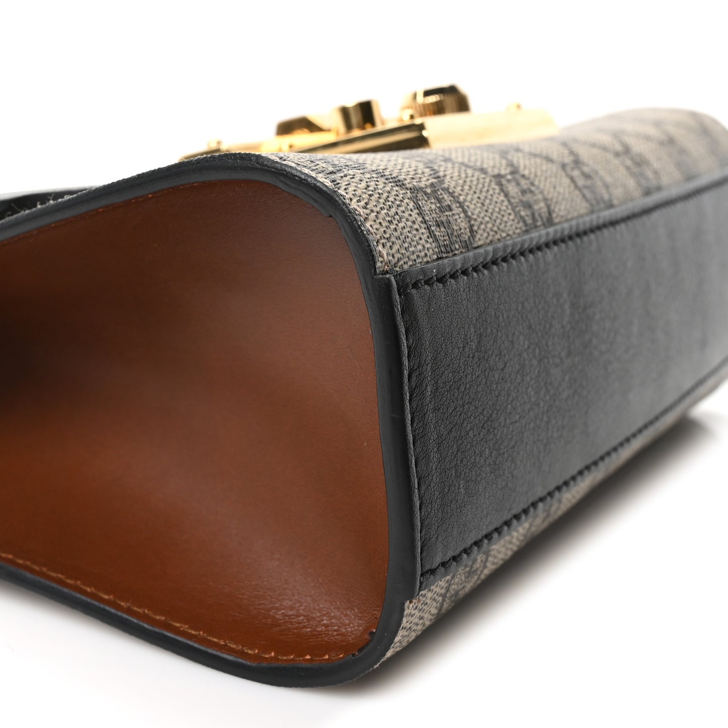 GG Supreme Monogram Calfskin Small Padlock Shoulder Bag Beige Black Cuir