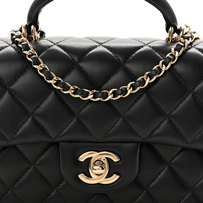Chanel Lambskin Quilted Mini Top Handle Rectangular Flap Black 8 of 11