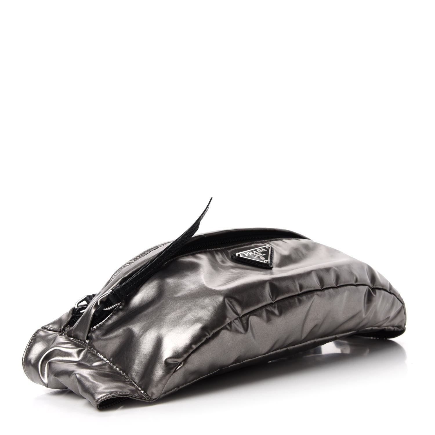 Prada Metallic Tessuto Nylon Metal Belt Bag Ferro 4 of 11