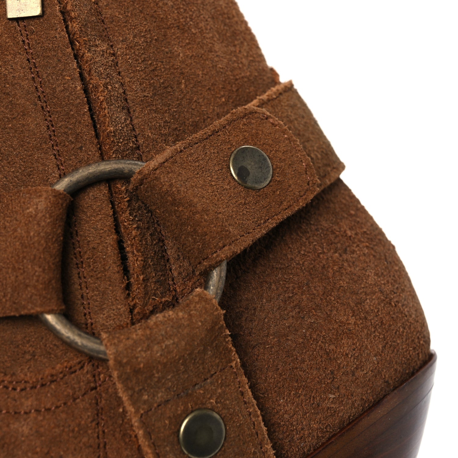 Saint Laurent Suede Curtis Harness Ankle Booties 37 Noisette 15 of 16