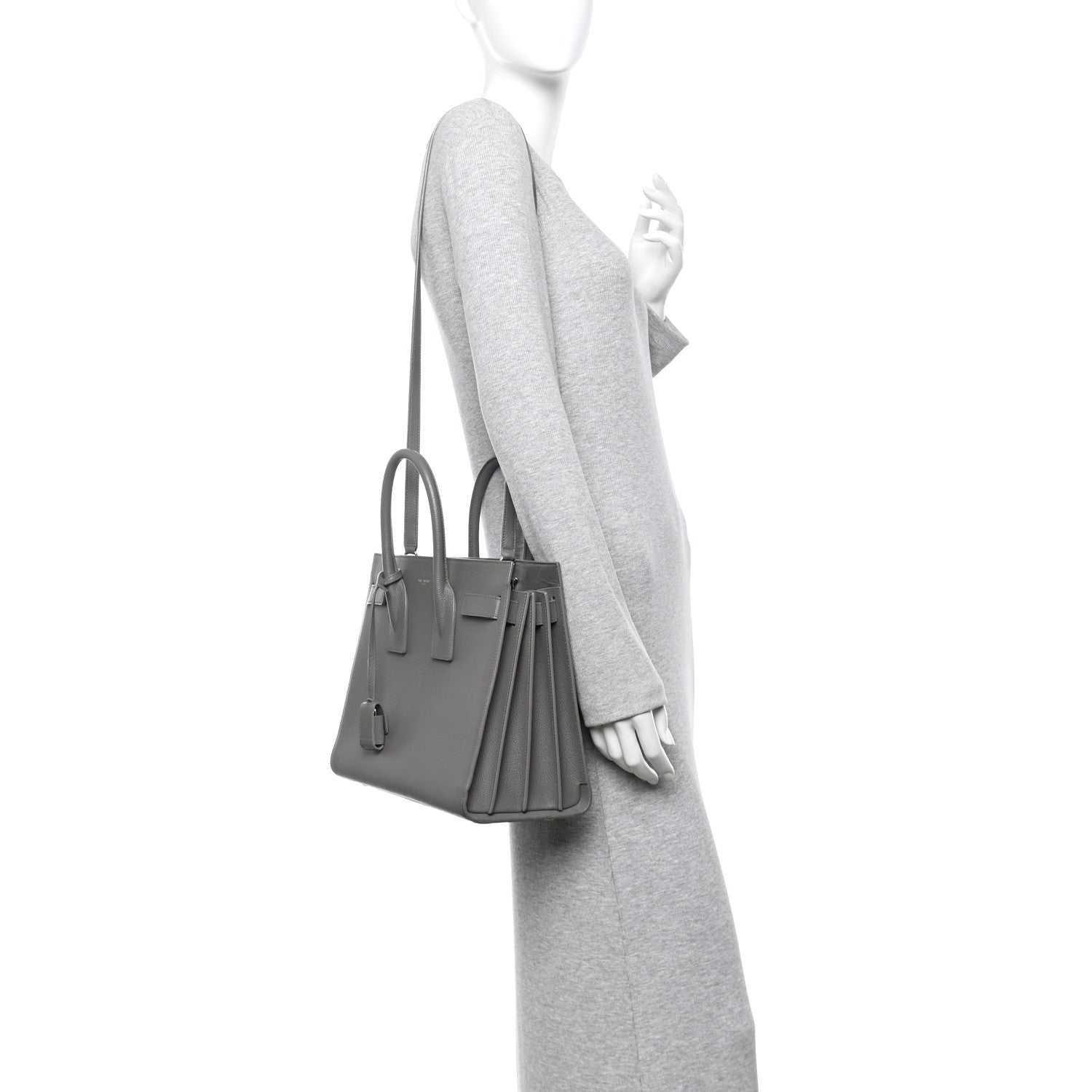 Saint Laurent Grained Calfskin Small Sac De Jour Fog 2 of 19