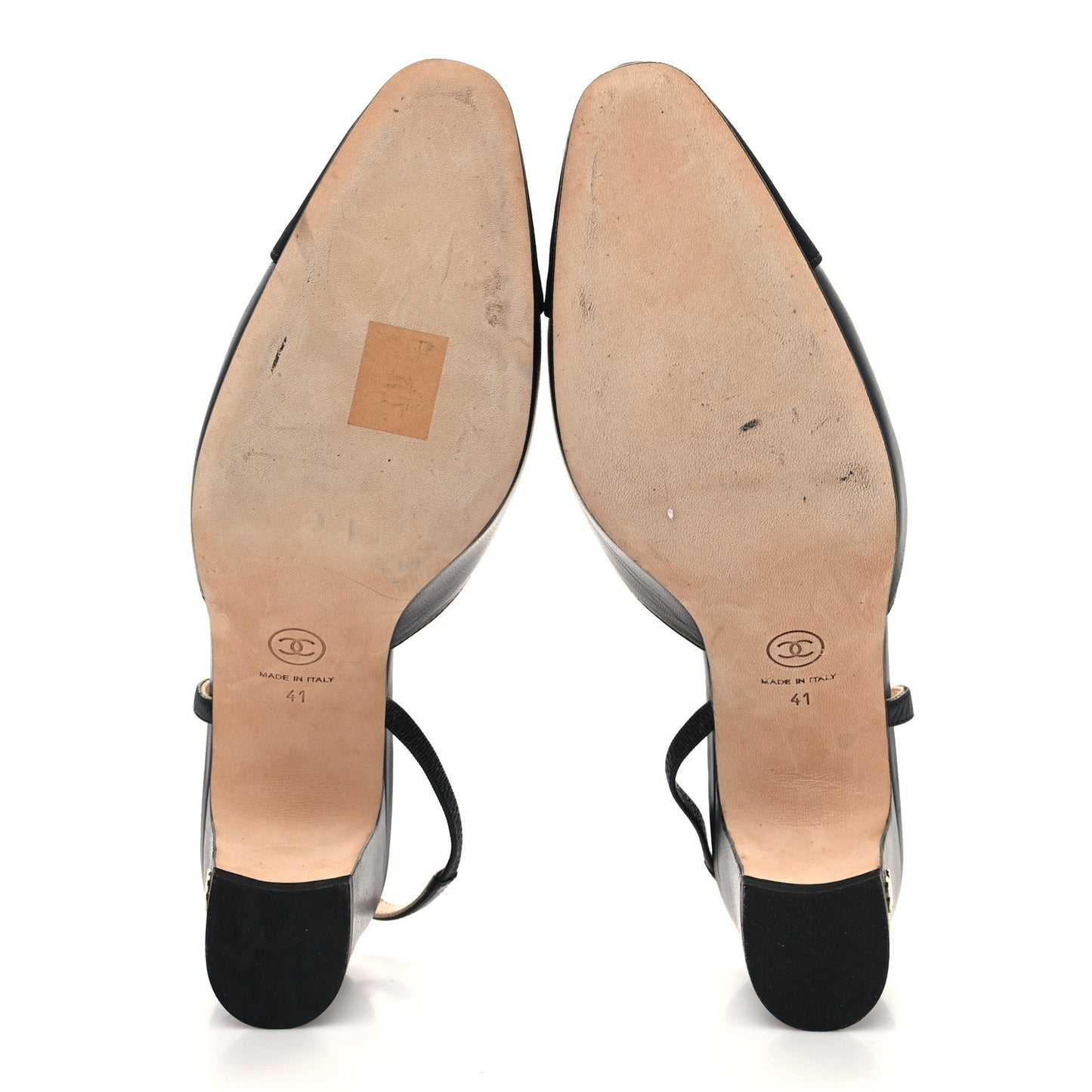 Goatskin Grosgrain Cap Toe CC Slingback Sandals 41 Black