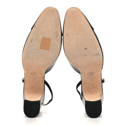 Chanel Goatskin Grosgrain Cap Toe CC Slingback Sandals 41 Black 5 of 8