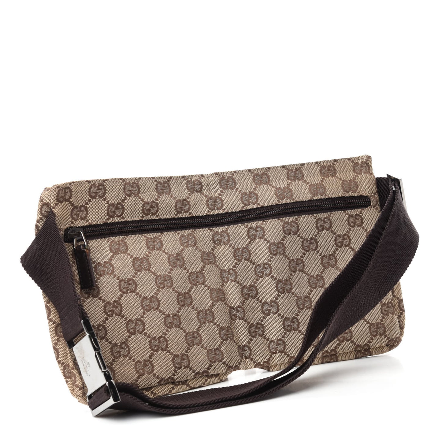 GG Monogram Double Pocket Belt Bag Dark Brown