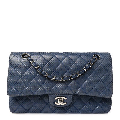 Chanel Lambskin Perforated Medium Double Flap Blue 1 of 14