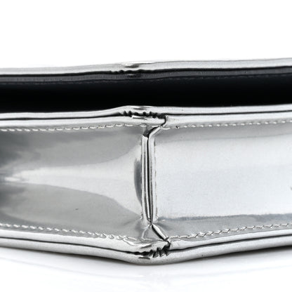 Christian Dior Metallic Patent Micro-Cannage Diorama Wallet on Chain Pouch Silver 9 of 9