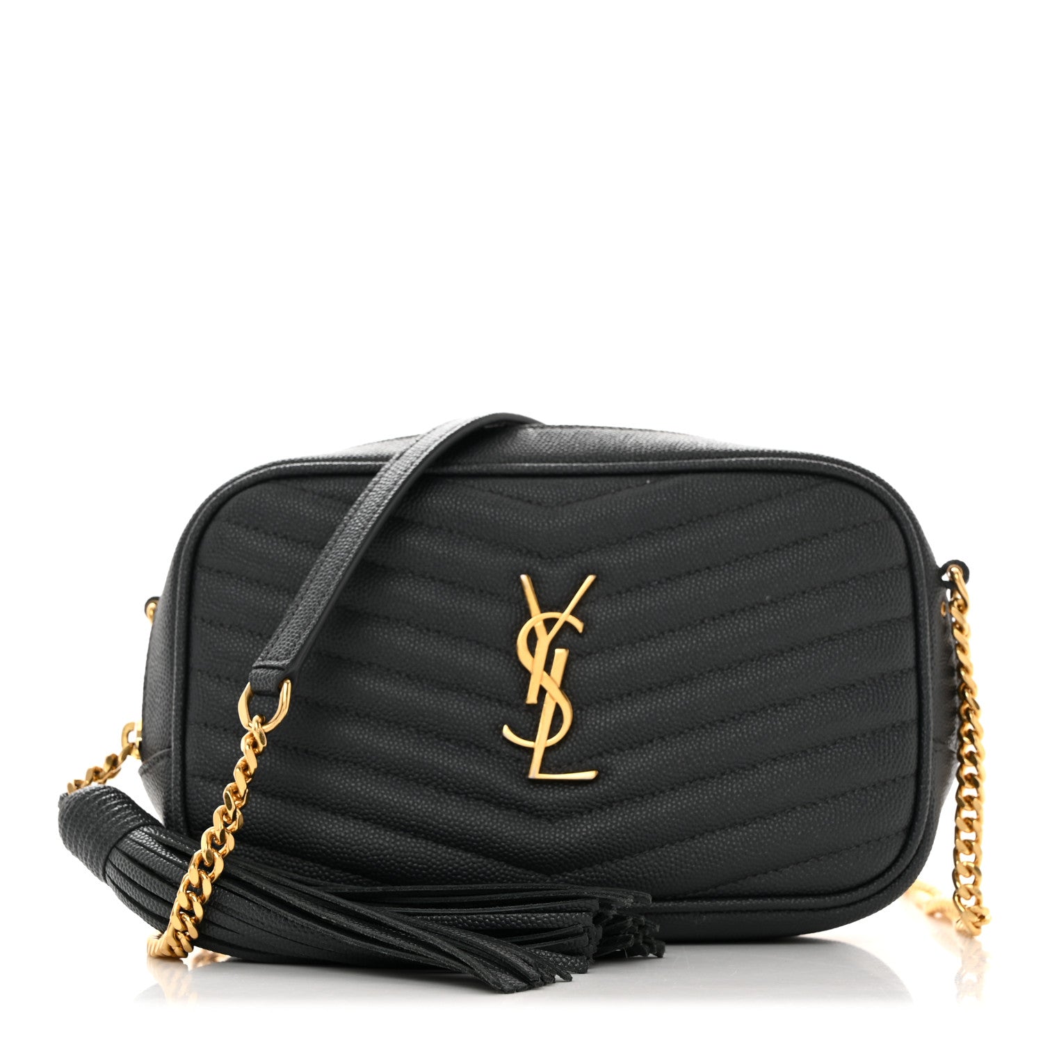 Saint Laurent Grain De Poudre Matelasse Monogram Mini Lou Camera Bag Dark Smog 1 of 10