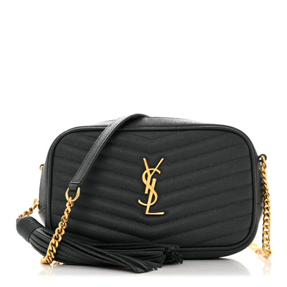 Saint Laurent Grain De Poudre Matelasse Monogram Mini Lou Camera Bag Dark Smog 1 of 10