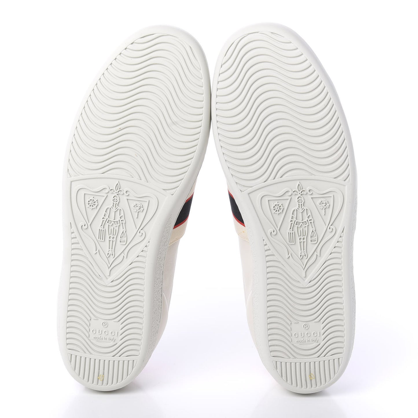 Calfskin Stripe Womens New Ace Sneakers 40 New Mystic White Ecru Red Flame