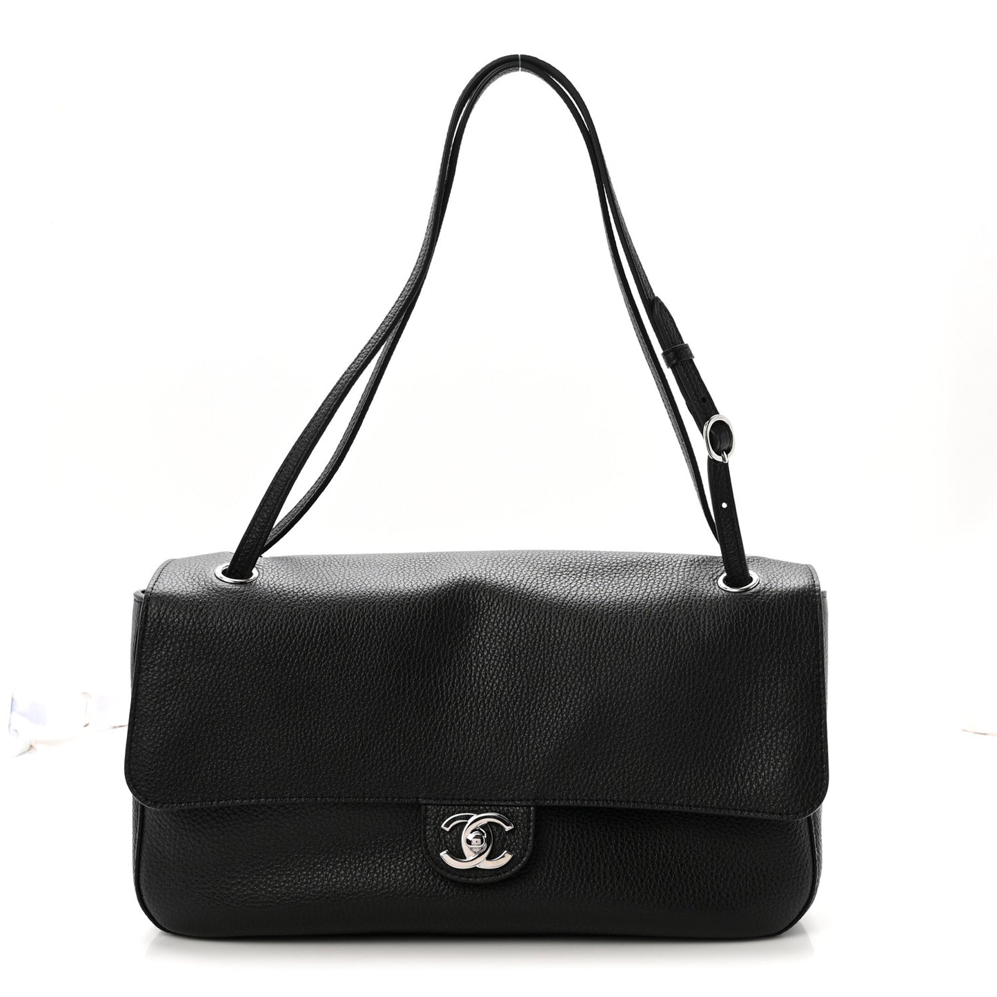 Grained Calfskin Small Souplissimo Maxi Flap Black