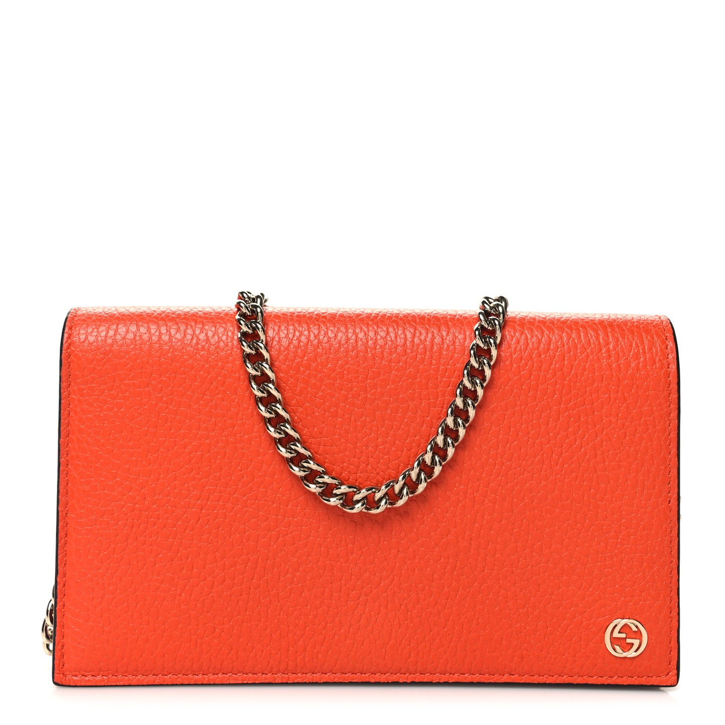 Dollar Calfskin Medium Betty Chain Wallet Sun Orange