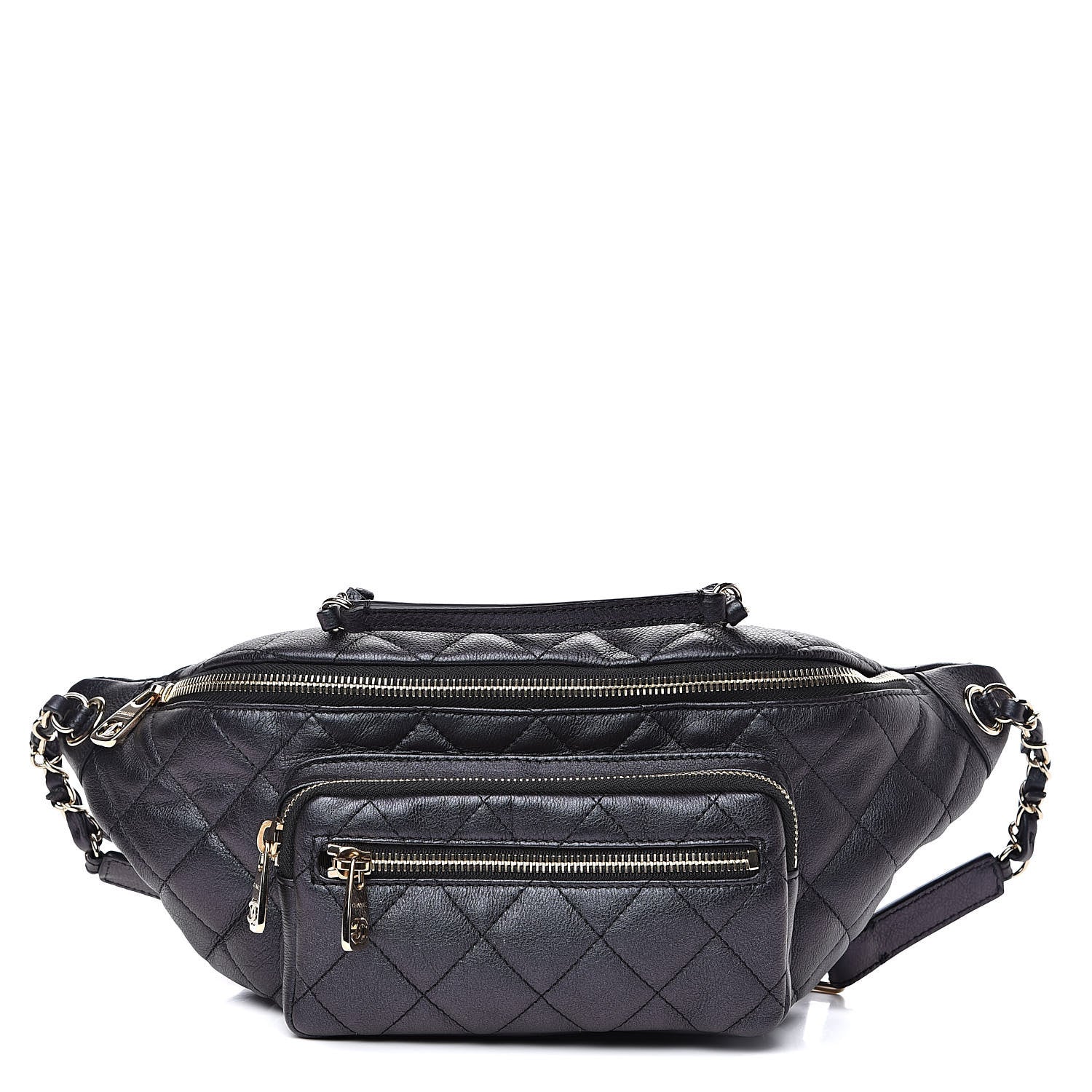 Chanel Iridescent Calfskin Quilted All About Waist Belt Bag Black 1 of 9