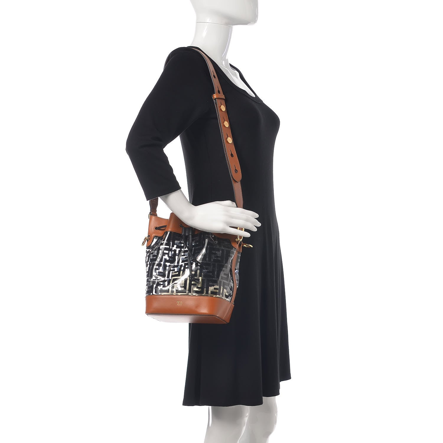 Fendi TPU FF Vitello Aura F is Fendi Grande Mon Tresor Bucket Bag Black Cuoio 2 of 10