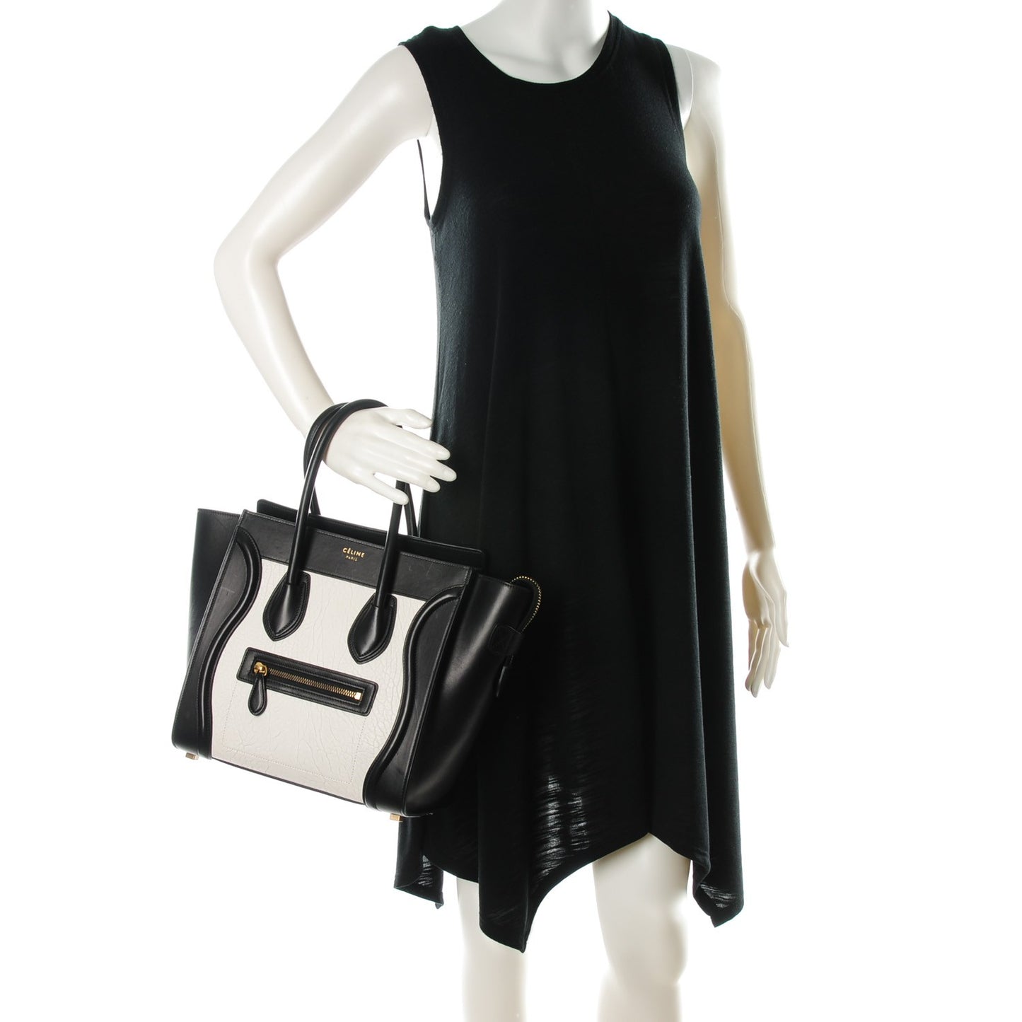 Smooth and Textured Calfskin Micro Bi-Color Luggage Black White