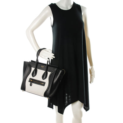 Celine Smooth and Textured Calfskin Micro Bi-Color Luggage Black White 2 of 8