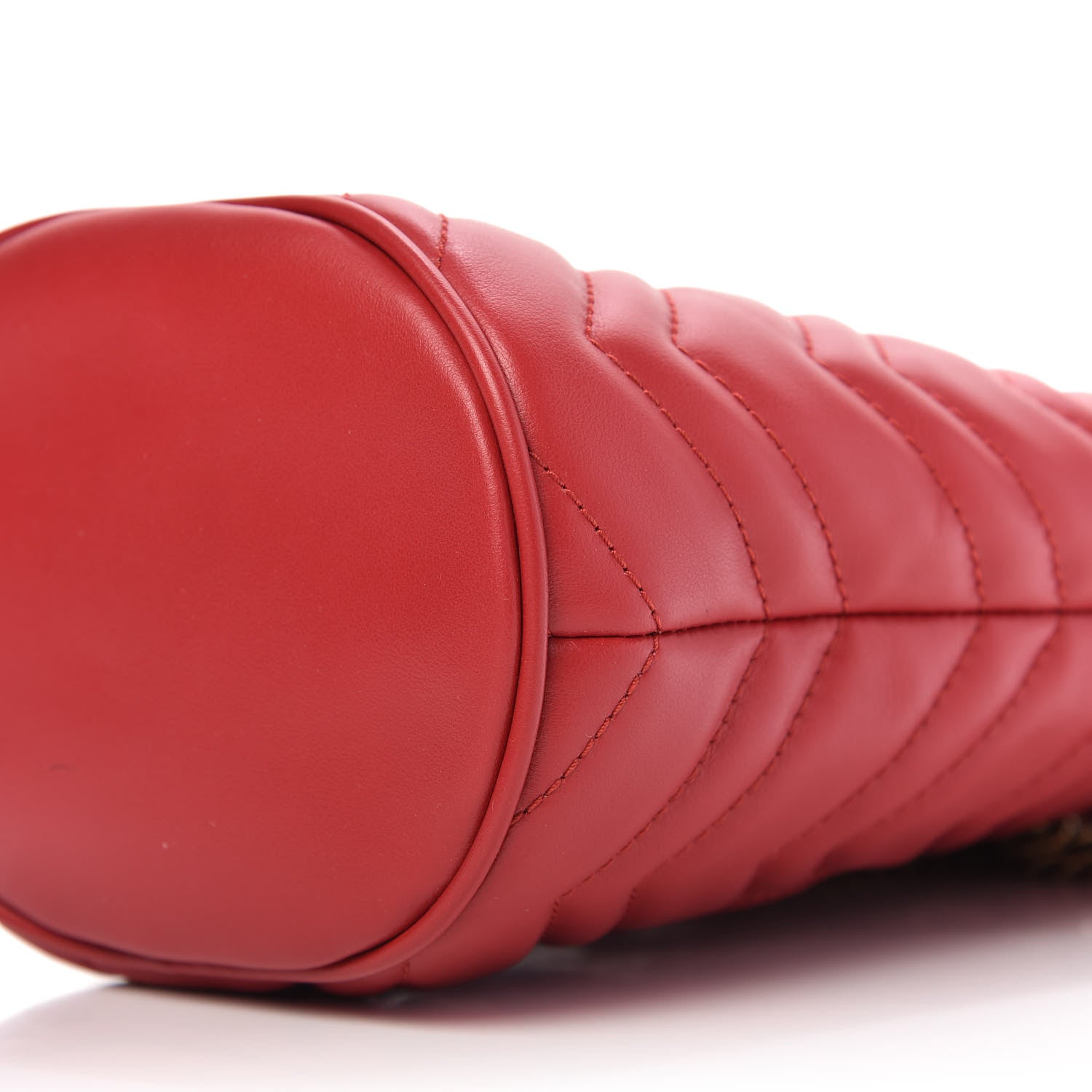 Gucci Calfskin Matelasse Mini GG Marmont 2.0 Bucket Bag Hibiscus Red 7 of 9