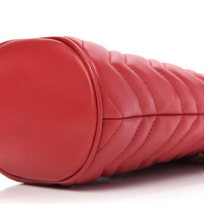 Gucci Calfskin Matelasse Mini GG Marmont 2.0 Bucket Bag Hibiscus Red 7 of 9