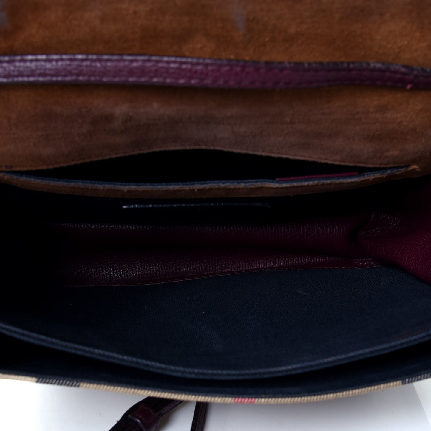 Derby Calfskin House Check Small Macken Crossbody Bag Mahogany Red