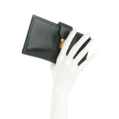 Saint Laurent Calfskin Classic Pushlock Wallet Black 2 of 7