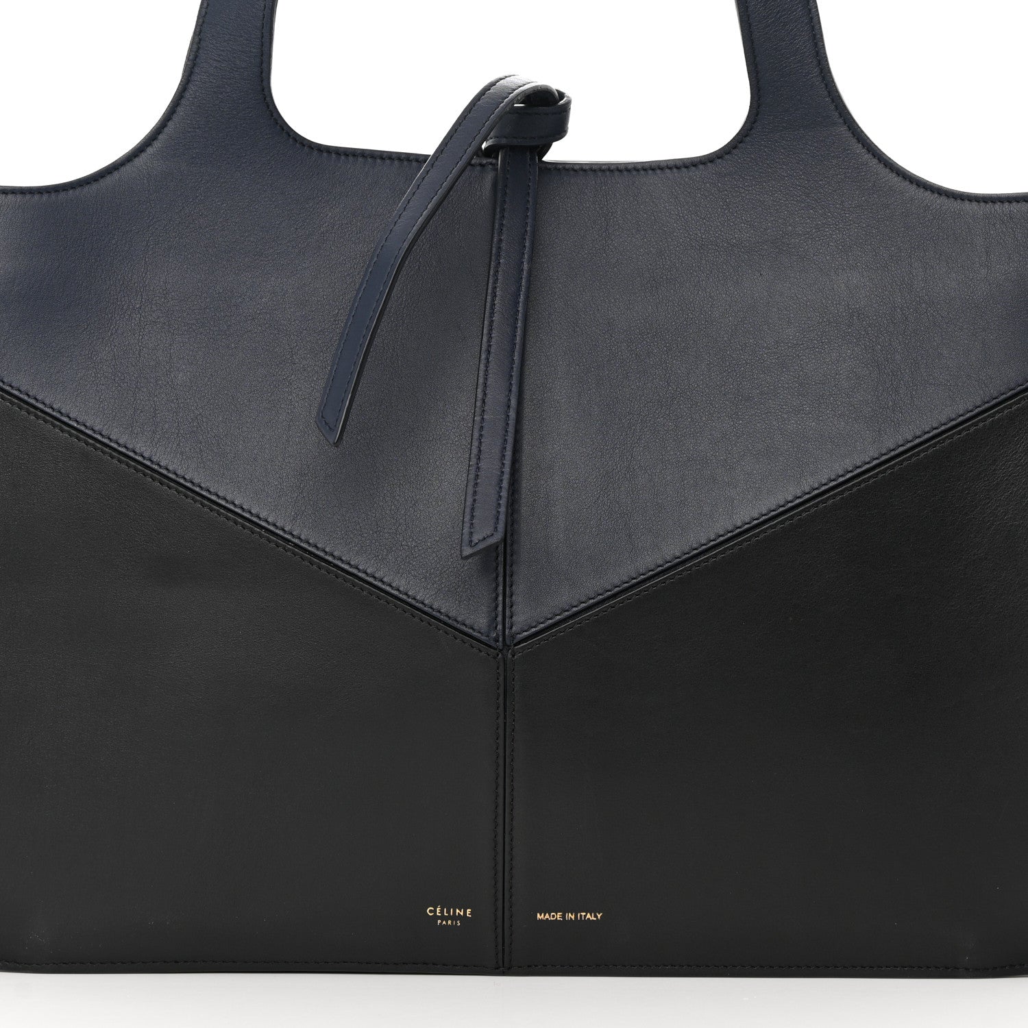Celine Smooth Calfskin Bi-Color Medium Tri-Fold Bag Black Dark Sea 11 of 20