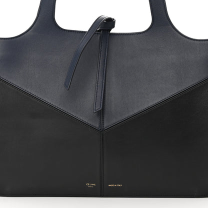 Celine Smooth Calfskin Bi-Color Medium Tri-Fold Bag Black Dark Sea 11 of 20