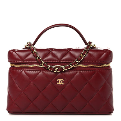 Chanel Lambskin Quilted Top Handle Slim Vanity With Chain Burgundy 1 of 10