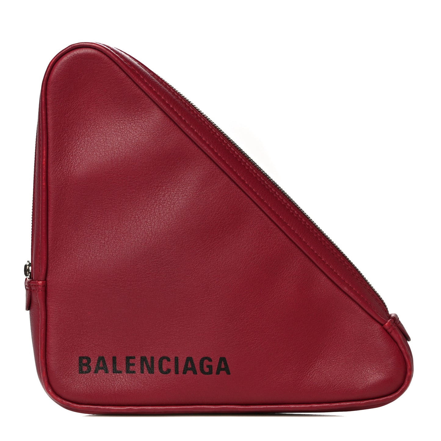 Shiny Day Calfskin M Triangle Pouch Rouge Grenat