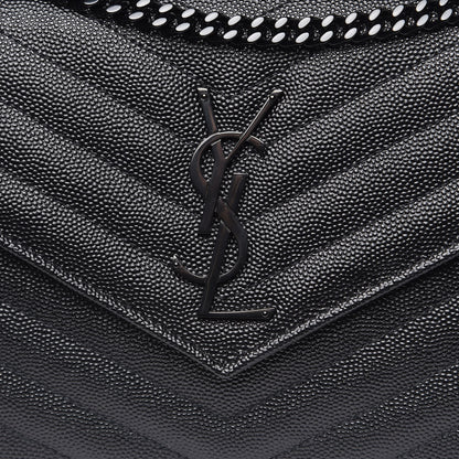 Saint Laurent Grain De Poudre Matelasse Chevron Monogram Chain Wallet Black 10 of 10