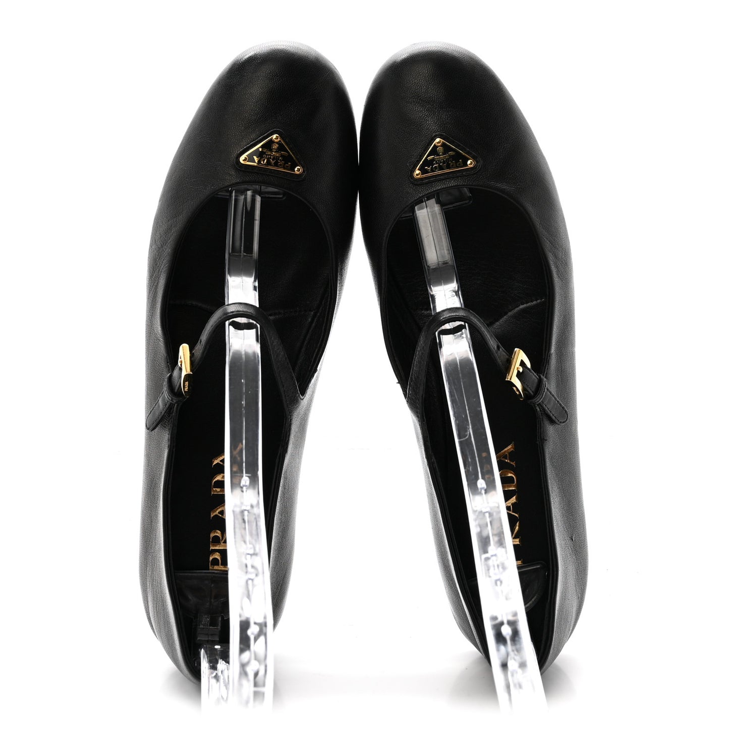 Nappa Metal Triangle Logo Ballet Flats 39 Black