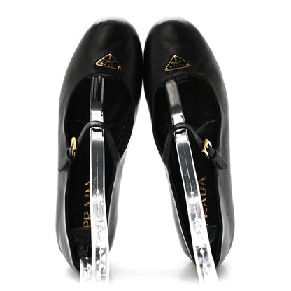 Prada Nappa Metal Triangle Logo Ballet Flats 39 Black 2 of 10