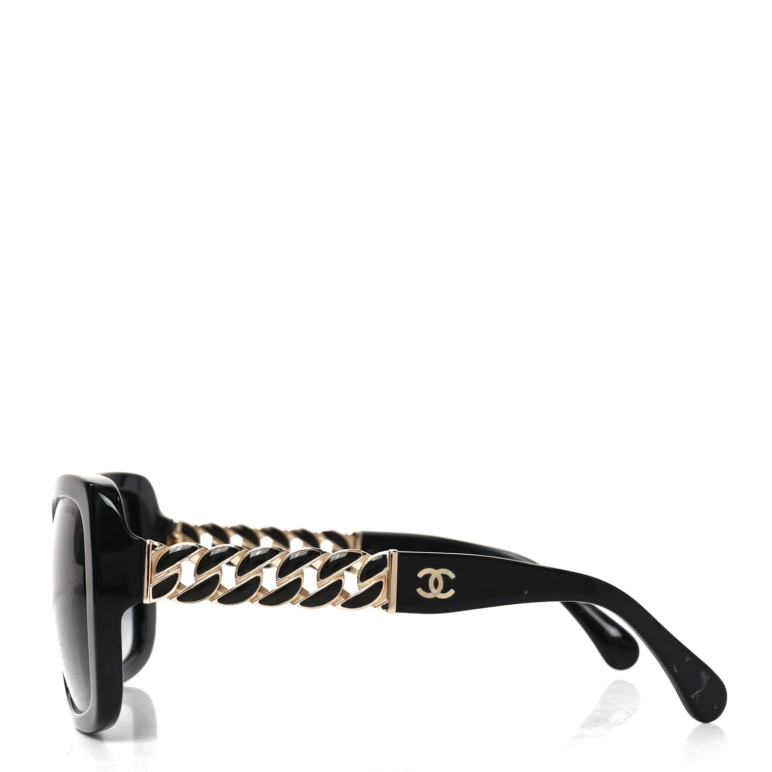 Chanel Acetate Metal Chain Square Sunglasses 5305 Black 3 of 7
