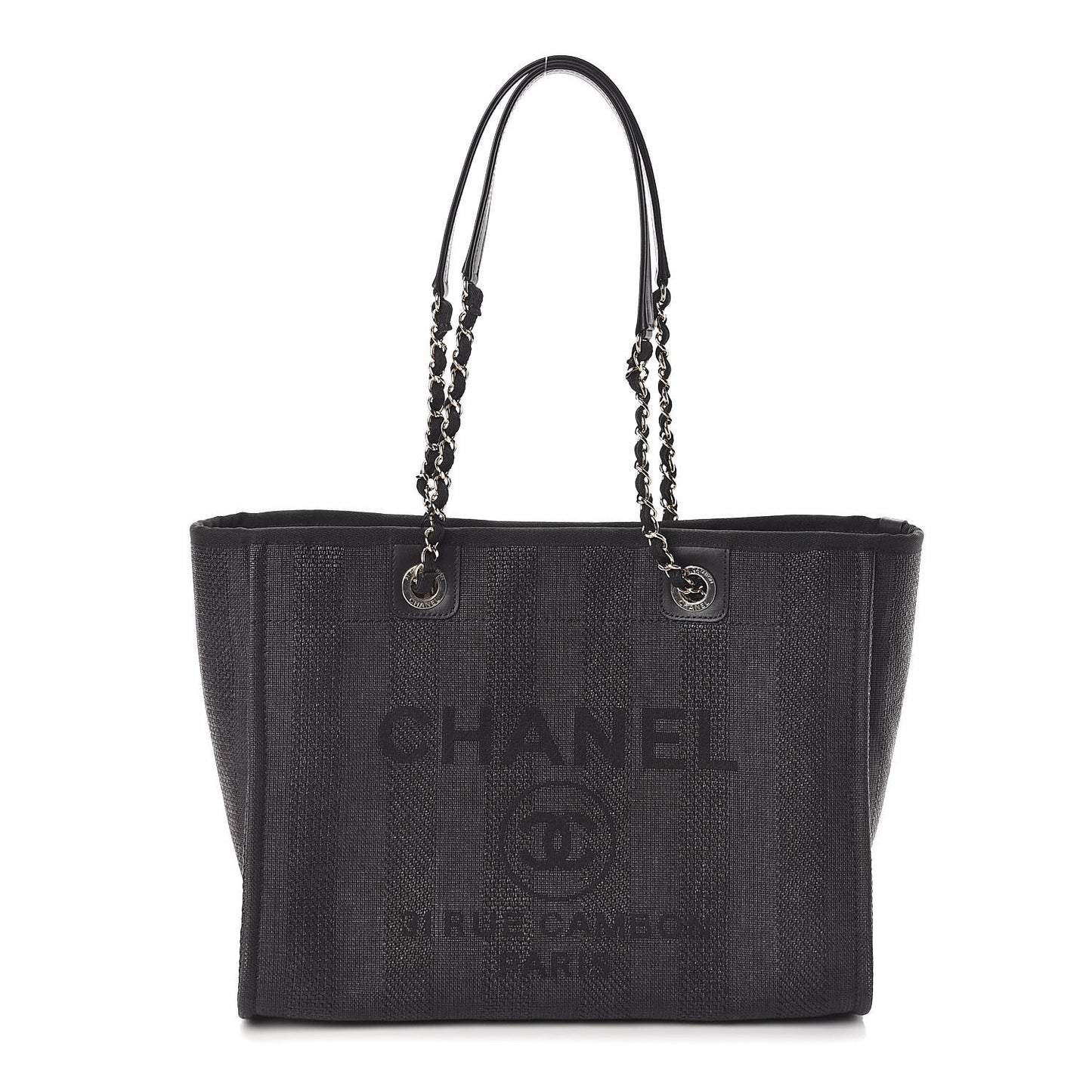 Mixed Fibers Striped Small Deauville Tote Black