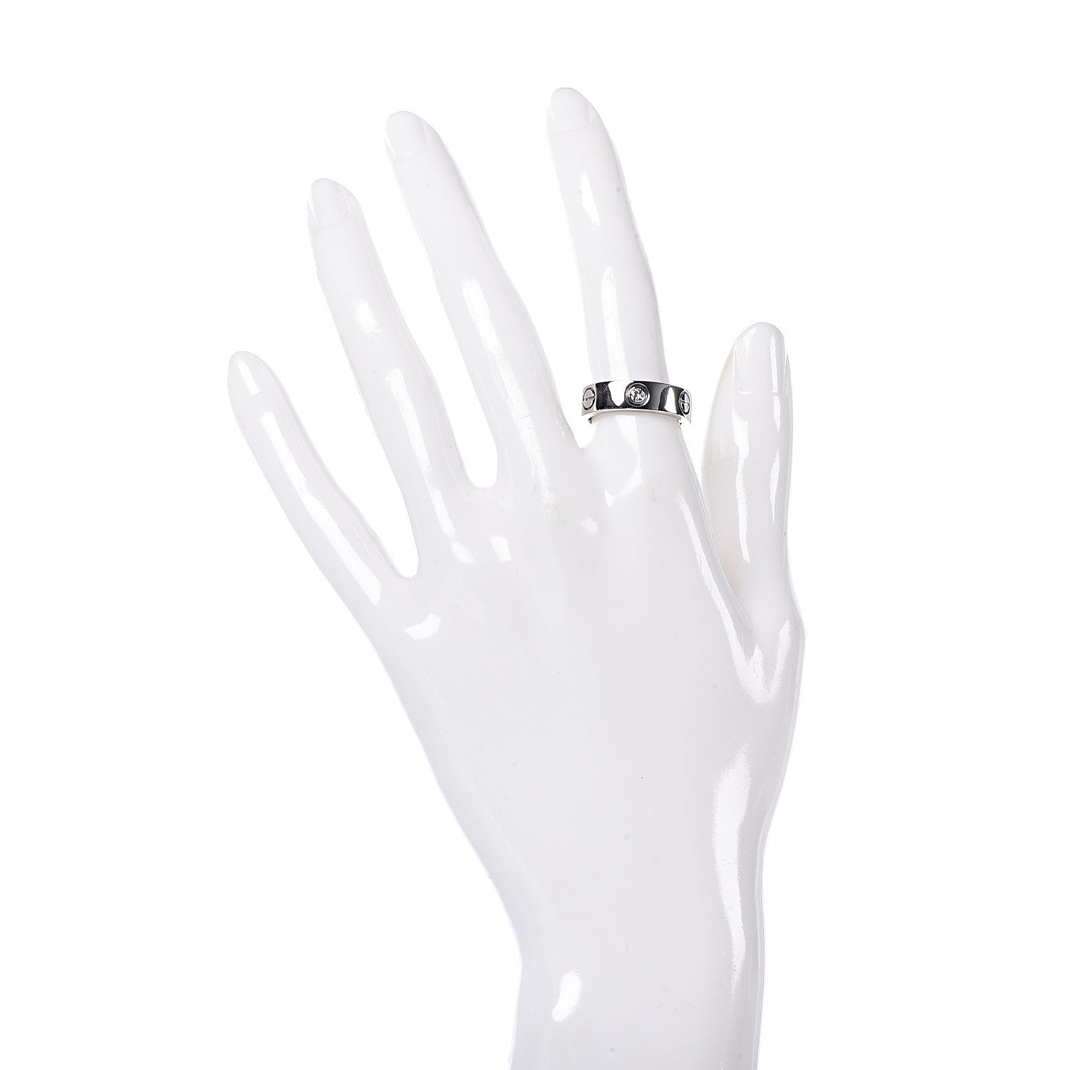 Cartier 18K White Gold 3 Diamond 5.5mm LOVE Ring 52 6 2 of 6