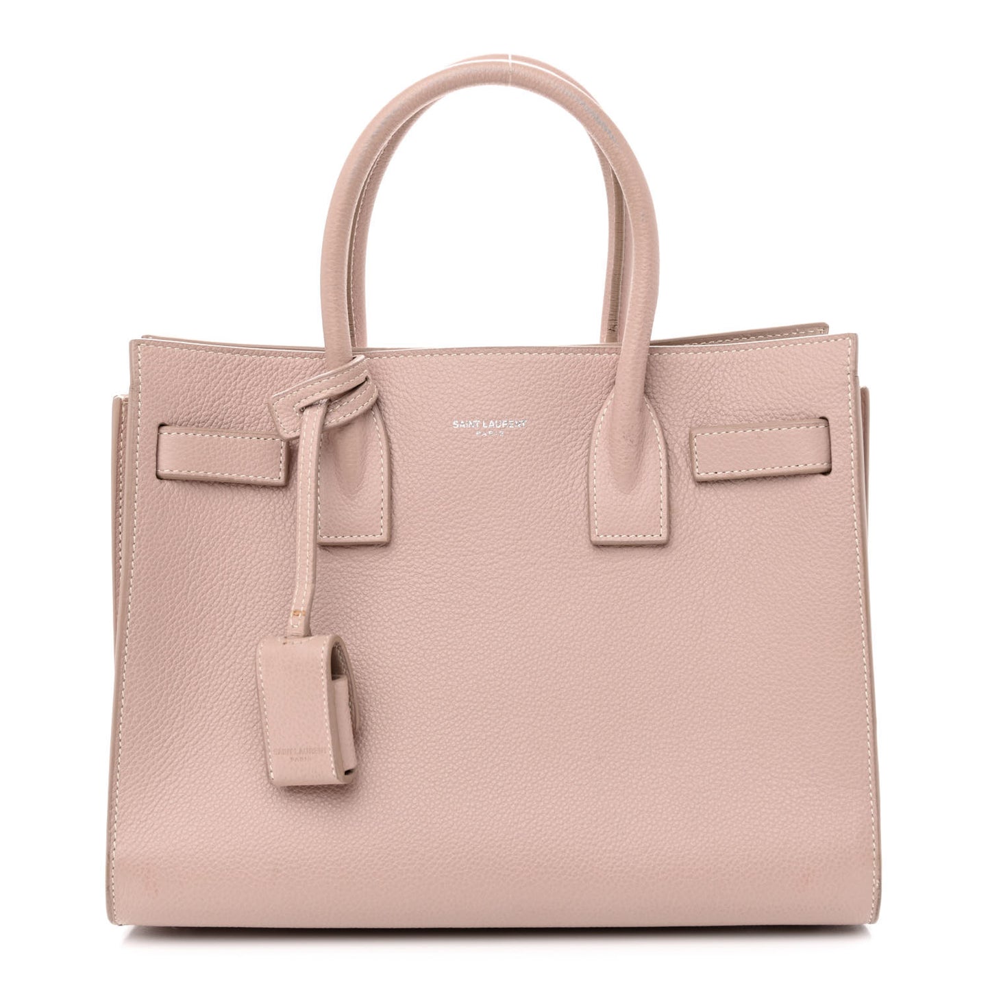 Grained Calfskin Topstich Baby Sac De Jour Antique Rose