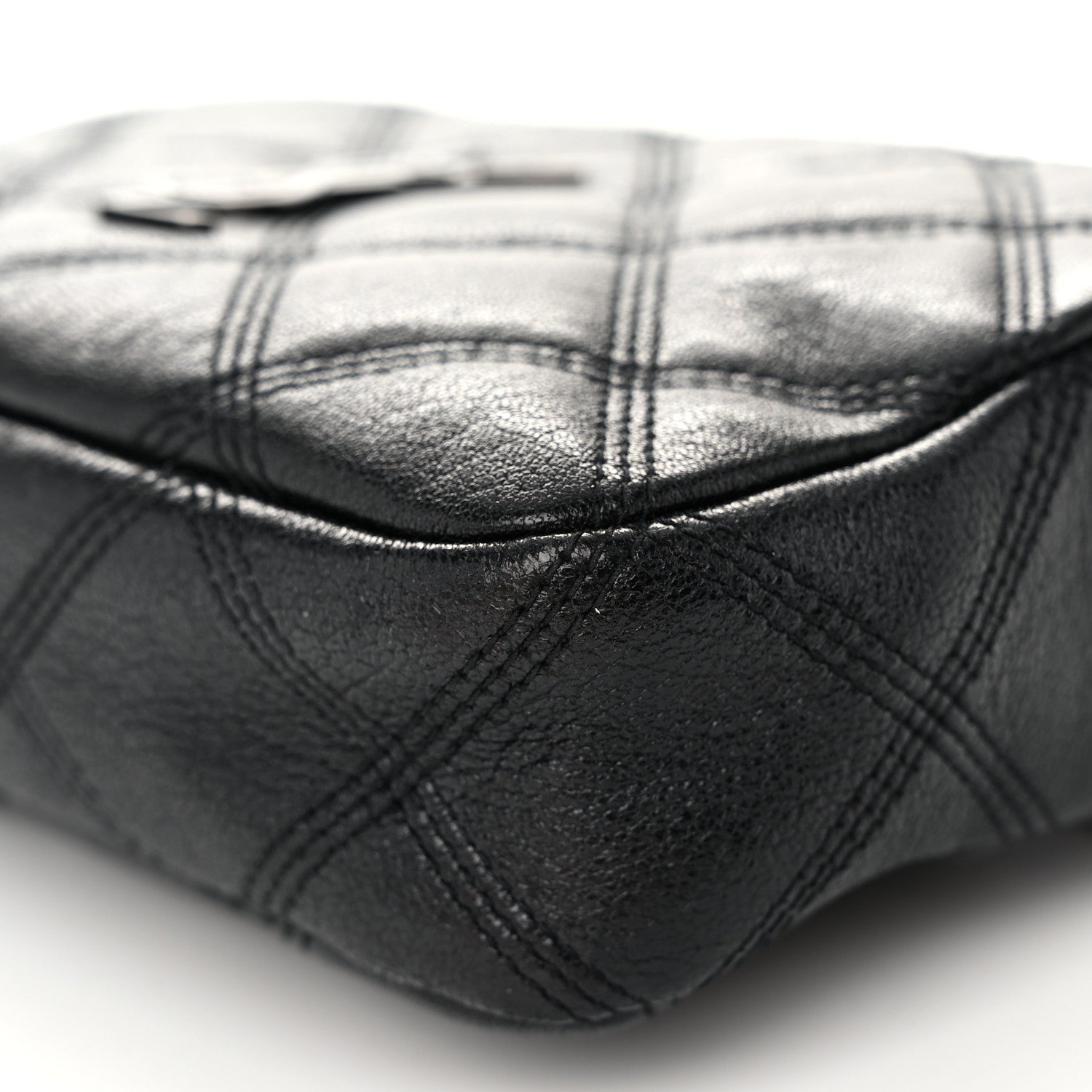 Saint Laurent Grained Lambskin Quilted Mini Becky Double Zip Bag Black 10 of 12
