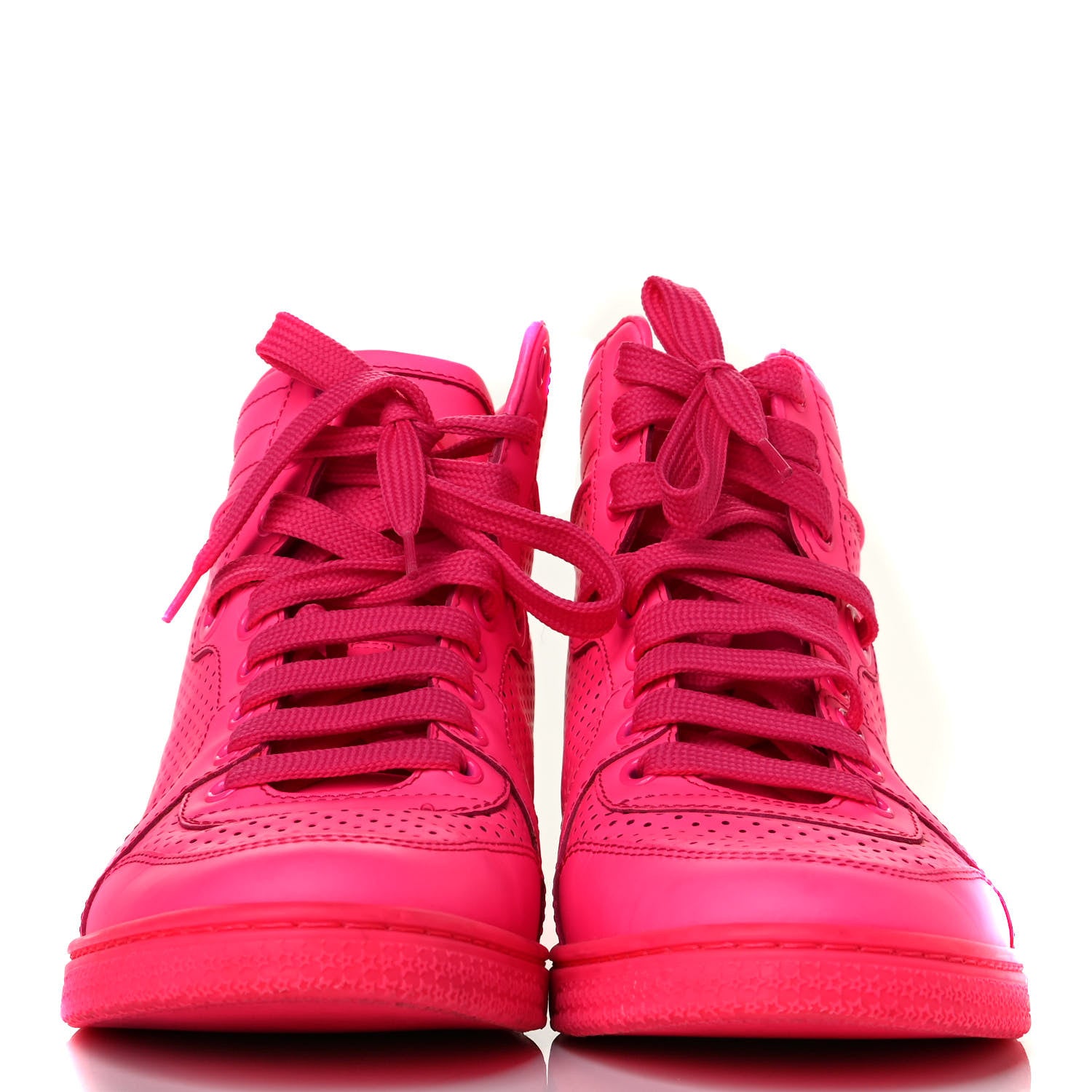 Gucci Calfskin Coda High Top Sneakers 36.5 Neon Pink 2 of 5