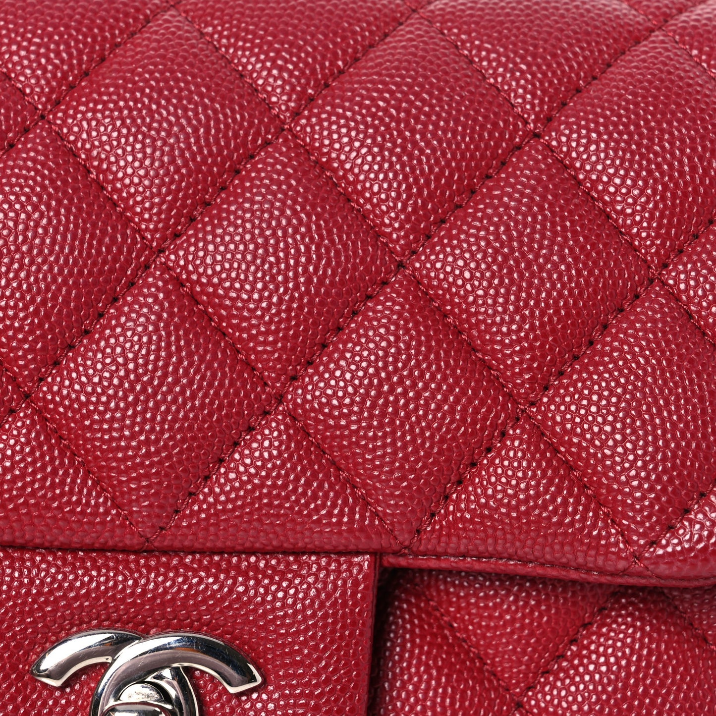 Caviar Quilted Mini Square Flap Red